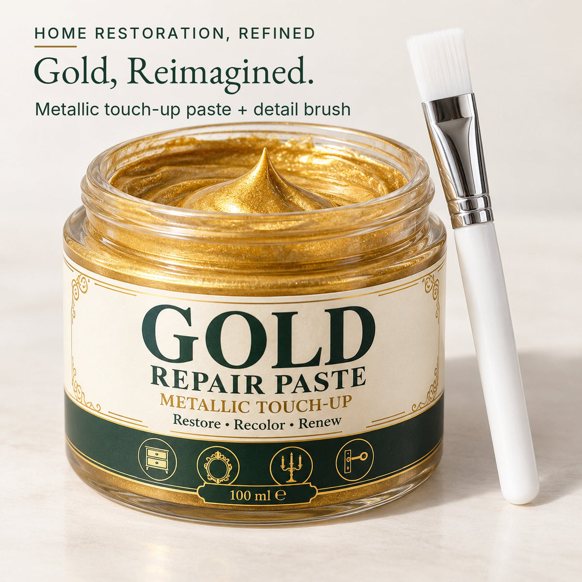 🎁 BUY 1 GET 1 FREE | Metallic Gold Touch-Up Paste: Restore Faded Gold Accents & Bring New Life to Your Furniture ✨