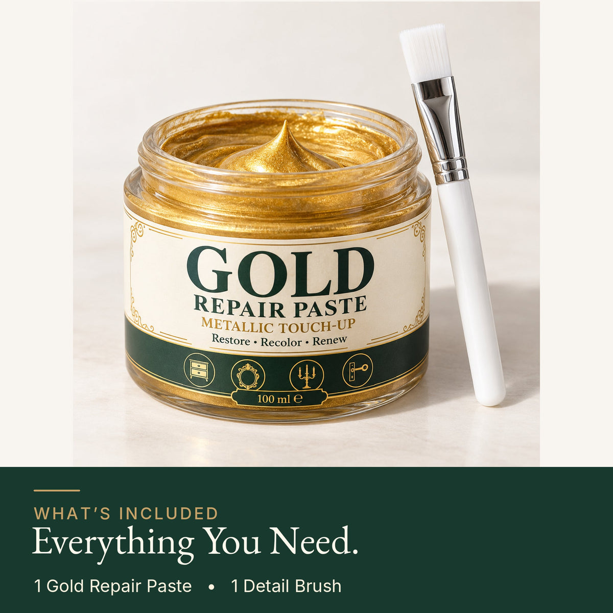 🎁 BUY 1 GET 1 FREE | Metallic Gold Touch-Up Paste: Restore Faded Gold Accents & Bring New Life to Your Furniture ✨